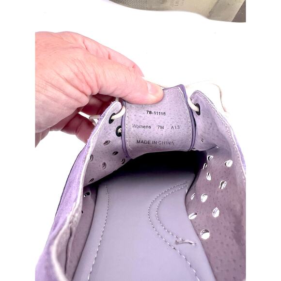 JOHNSTON & MURPHY Size 7 Purple Suede Lace Up Oxford Shoes with Cutouts - Picture 8 of 8